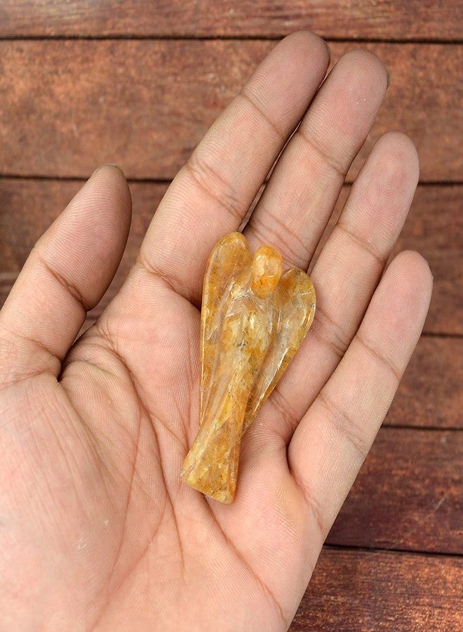 Crystu ملاك من حجر السترين الطبيعي، مقاس 5 سم (2 بوصة). تم شحنه بواسطة خبير ريكي كبير وخبير فاستو (اللون: أصفر). - Image 3